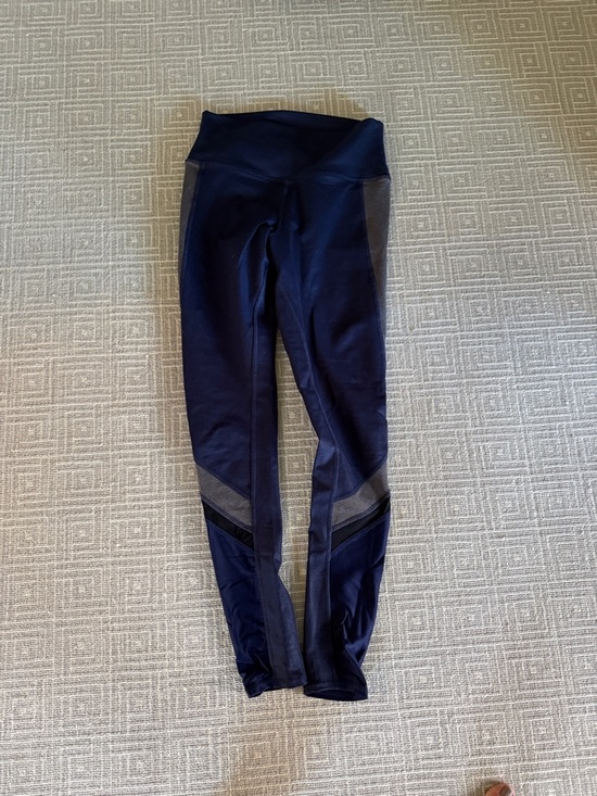 ALO Yoga Pants - ALO Yoga Navy Blue High-Waist Mesh Panel Leggings